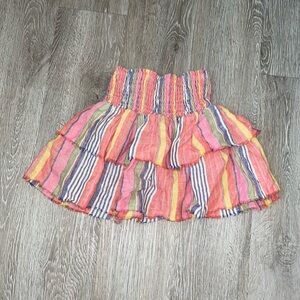 SUNDAYS lara skirt in striped skirt 100% linen size small summer vacation tropic